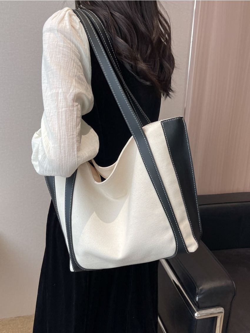 Two Tone Shoulder Tote Bag
