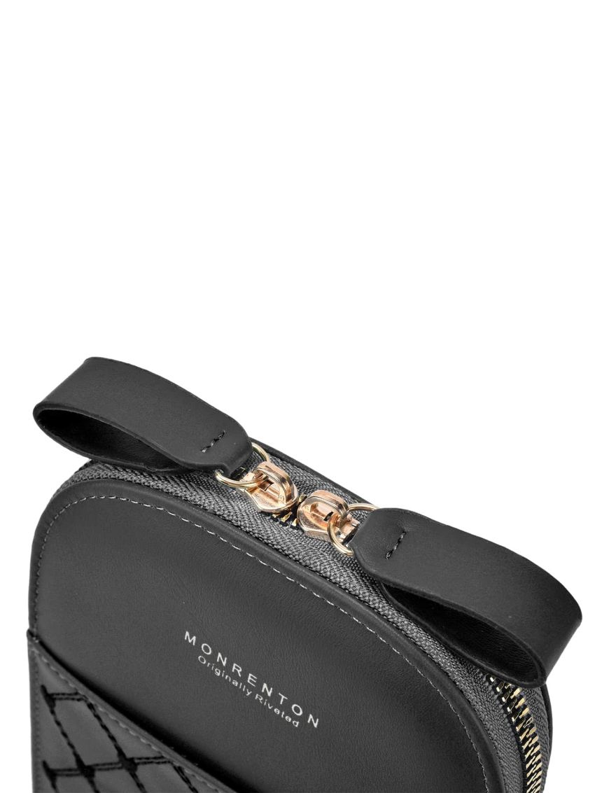 Letter Graphic Phone Wallet Zipper Embroidered Detail