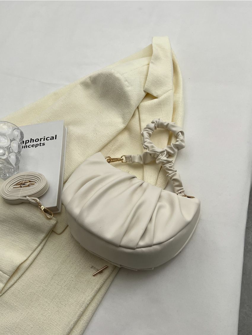 Letter Graphic Ruched Bag