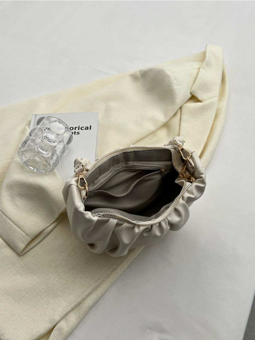 Letter Graphic Ruched Bag