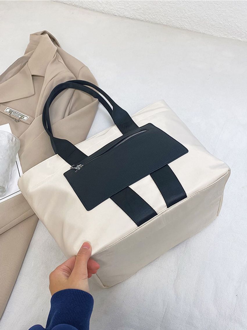 Two Tone Shoulder Tote Bag