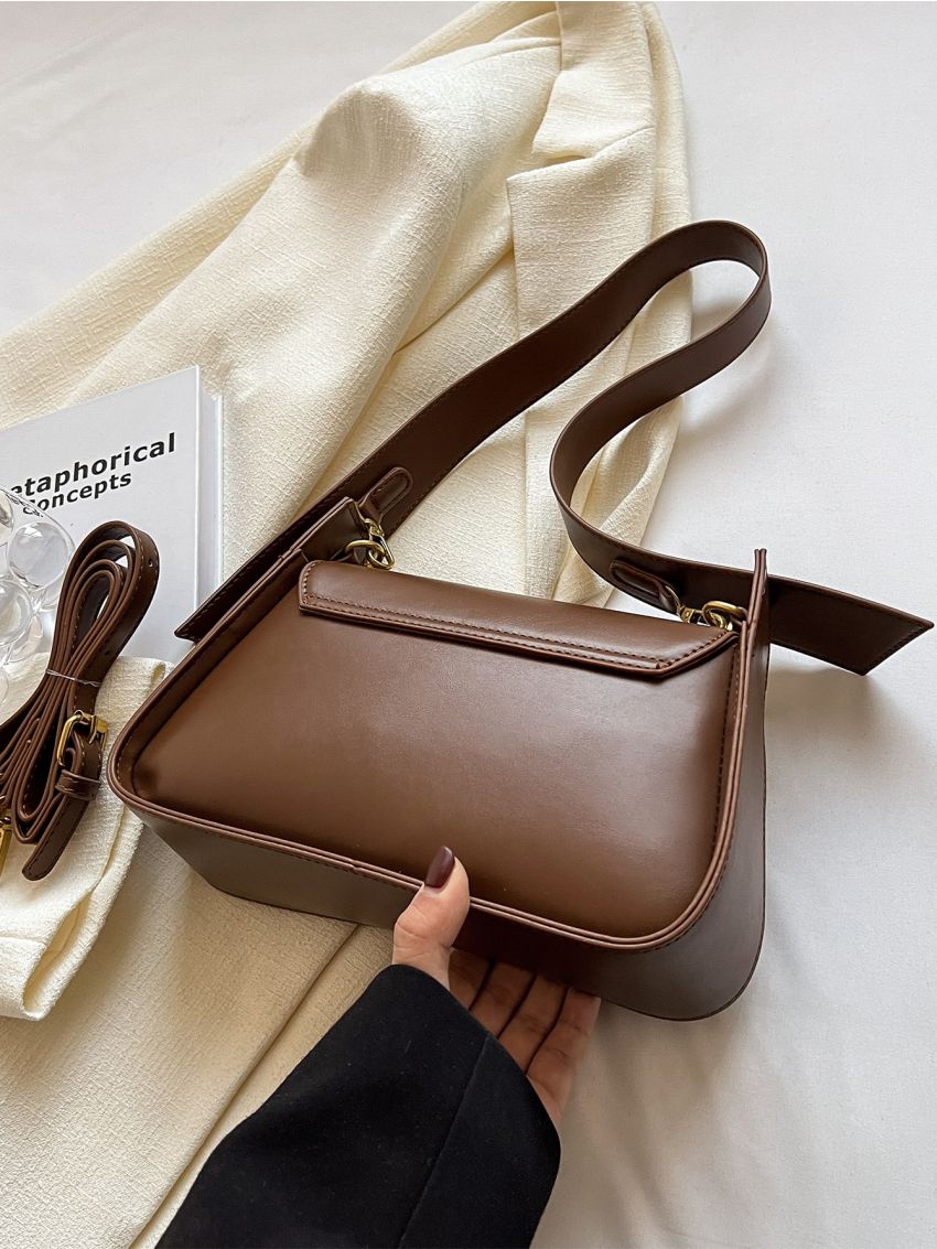 Chain Decor Flap Saddle Bag