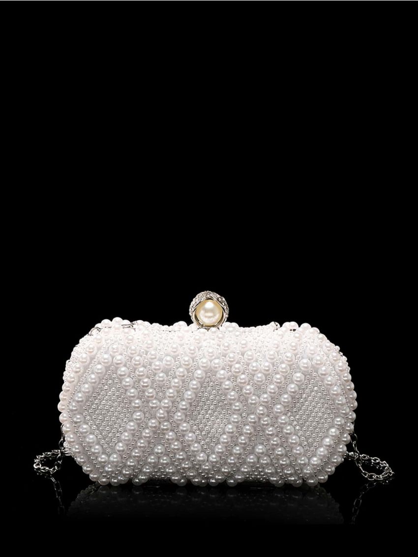 Mini Faux Pearl & Rhinestone Decor Chain Box Bag