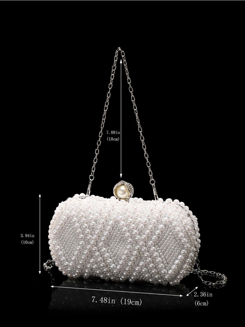 Mini Faux Pearl & Rhinestone Decor Chain Box Bag