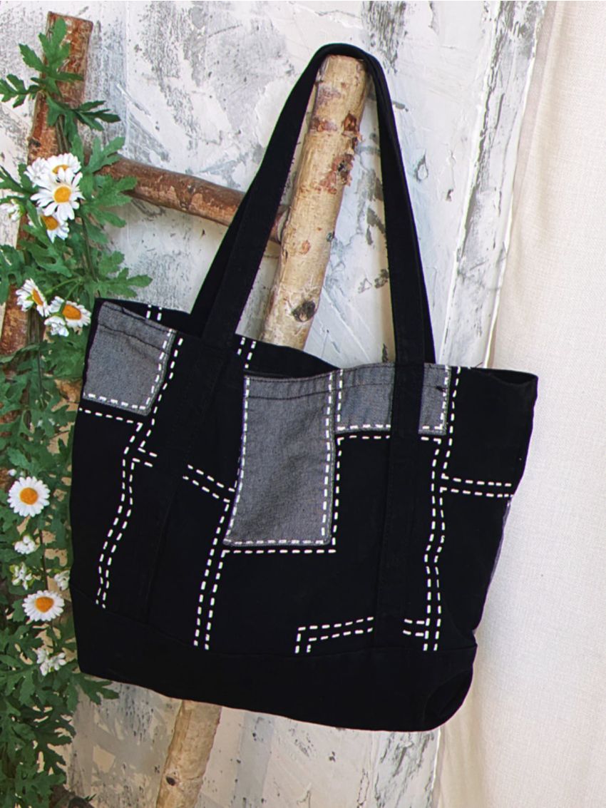 Colorblock Studded Decor Shopper Bag