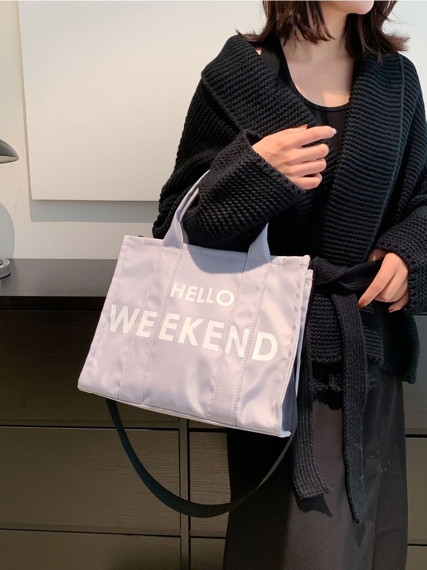 Letter Graphic Shopper Bag