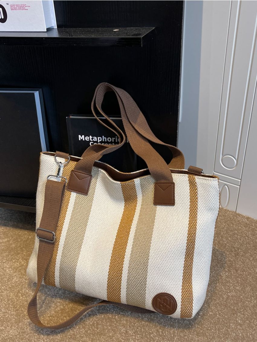 Striped Pattern Shopper Bag