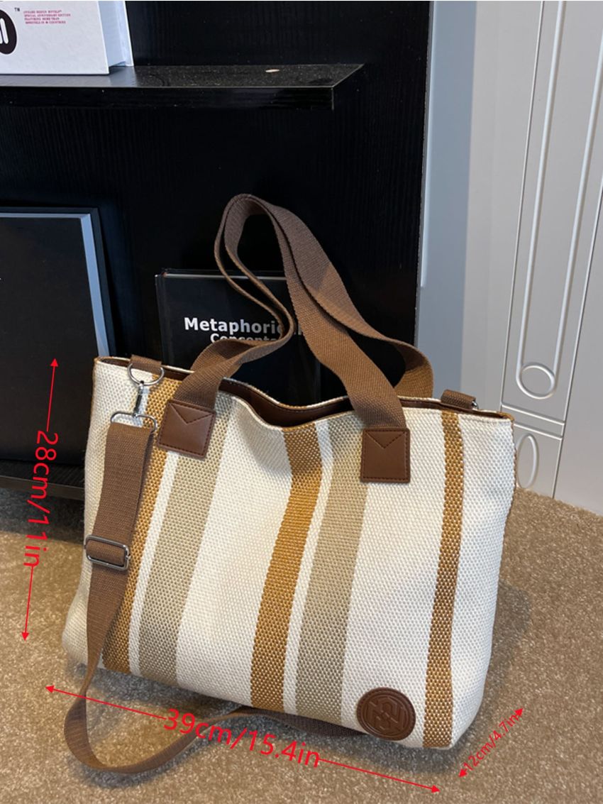 Striped Pattern Shopper Bag