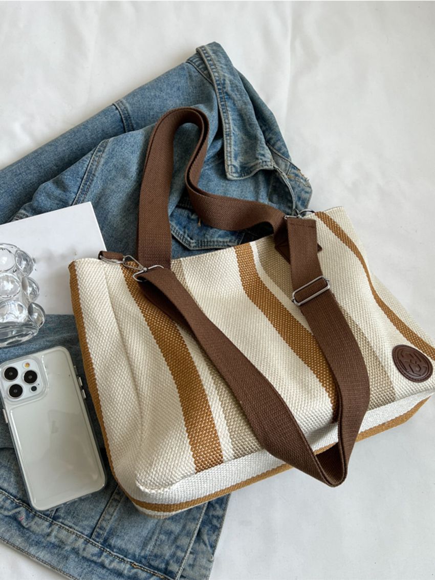 Striped Pattern Shopper Bag