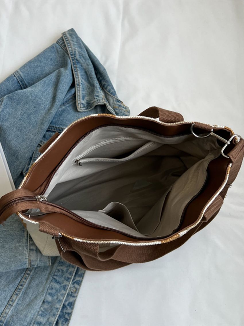 Striped Pattern Shopper Bag