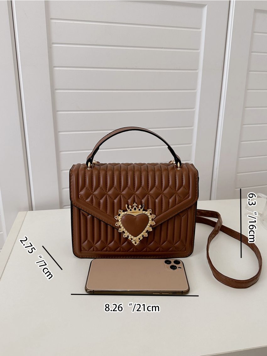 Quilted Metal Decor Flap Square Bag