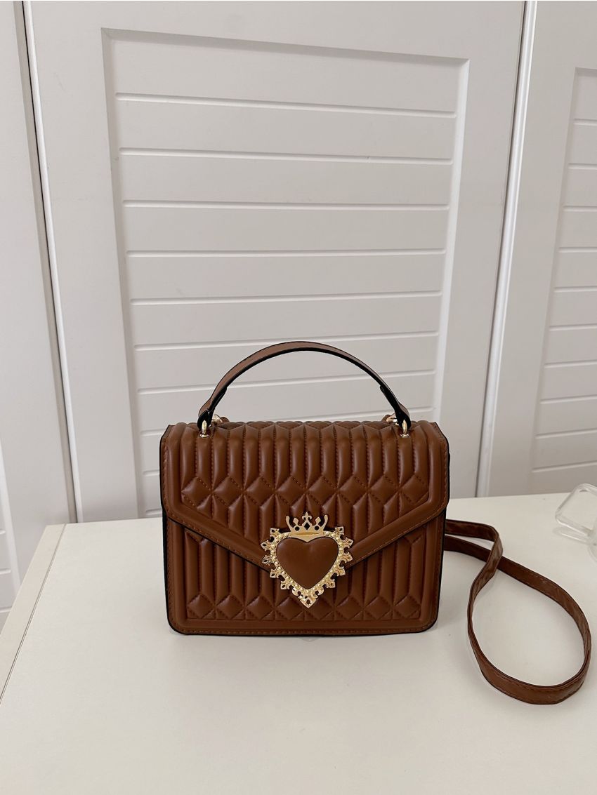 Quilted Metal Decor Flap Square Bag