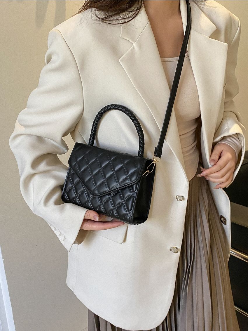 Mini Argyle Quilted Flap Square Bag