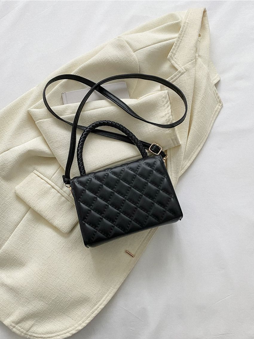Mini Argyle Quilted Flap Square Bag