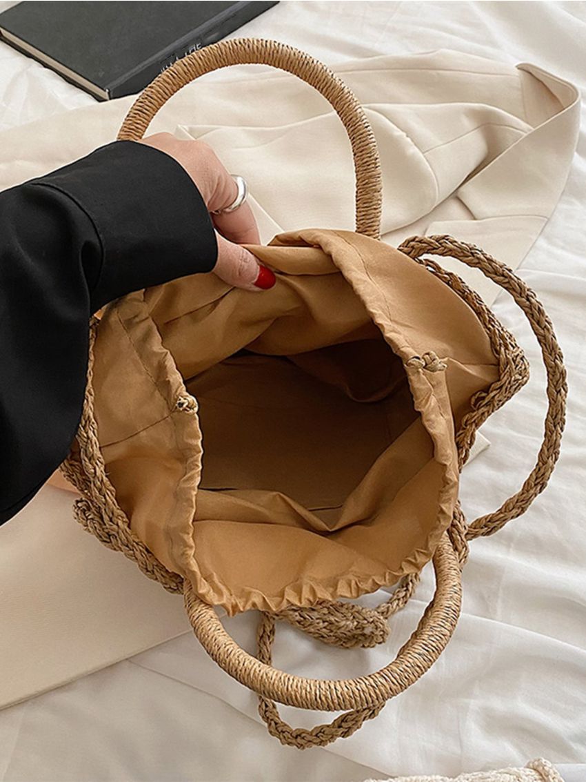 Minimalist Bow Decor Straw Bag