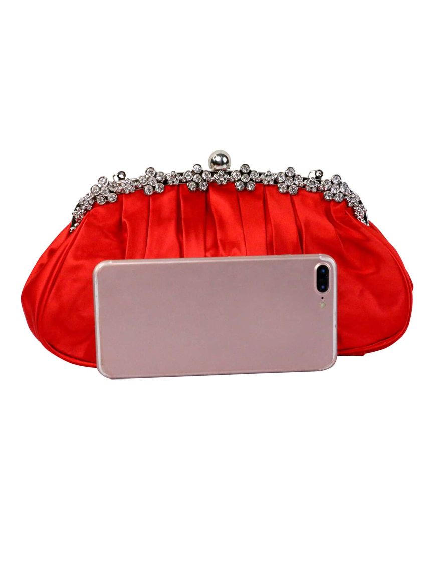 Rhinestone Decor Ruched Bag