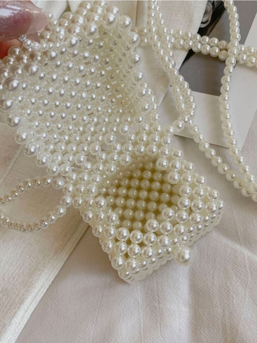 Mini Faux Pearl Beaded Crossbody Bag