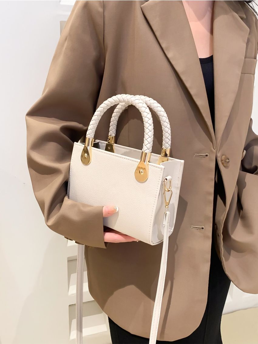 Mini Minimalist Braided Detail Square Bag