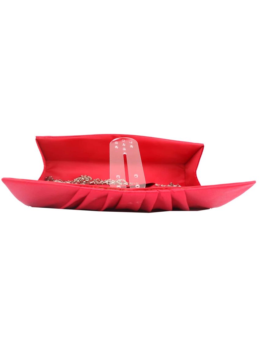 Satin Ruched Design Evening Bag