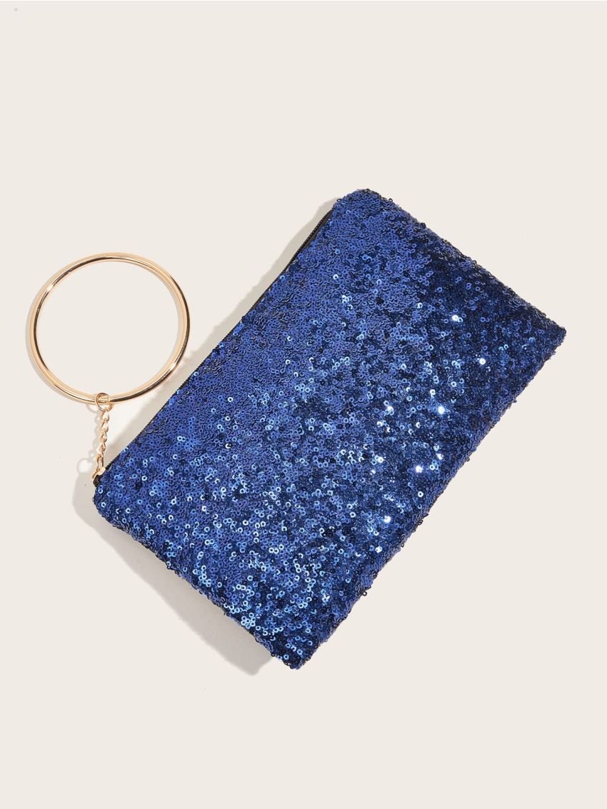 Glitter Sequin & Circle Decor Square Bag