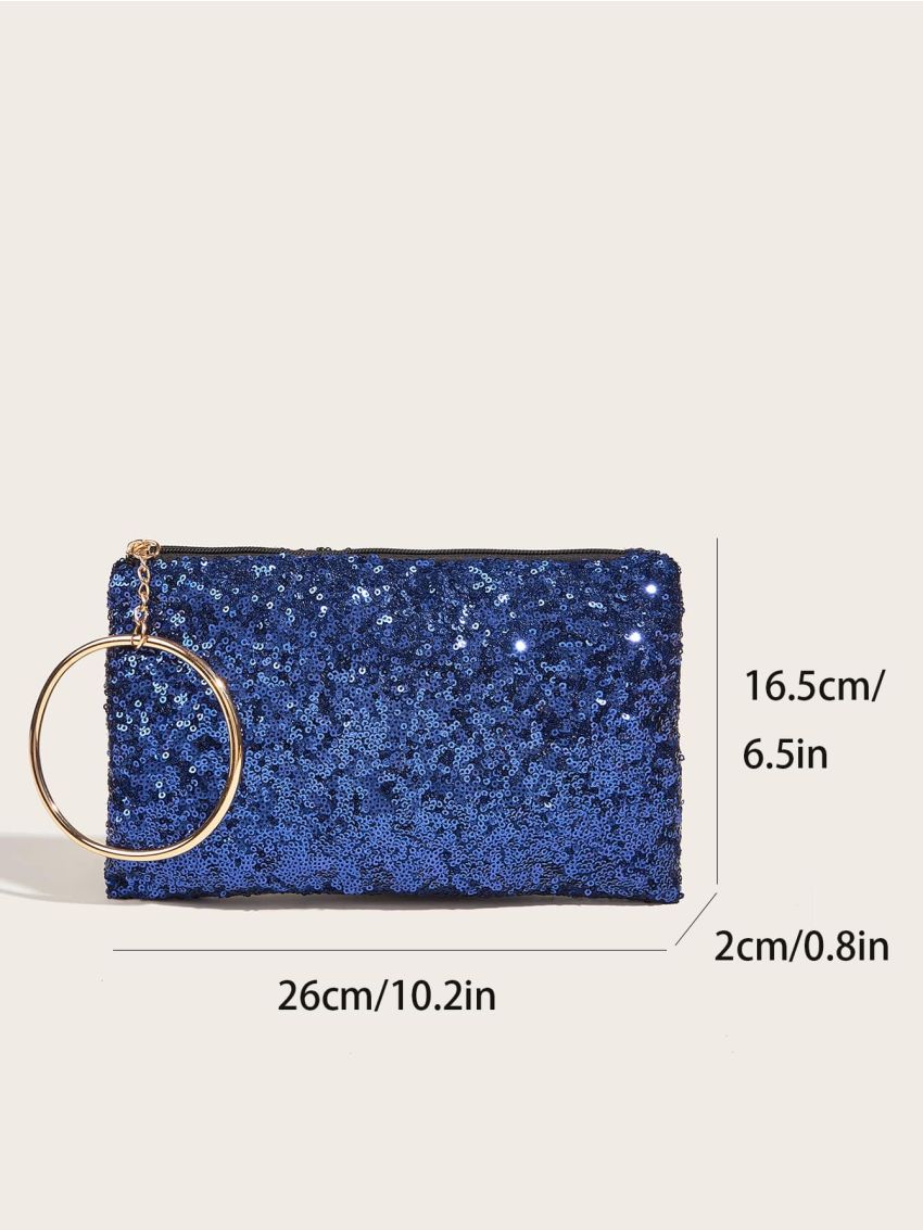 Glitter Sequin & Circle Decor Square Bag