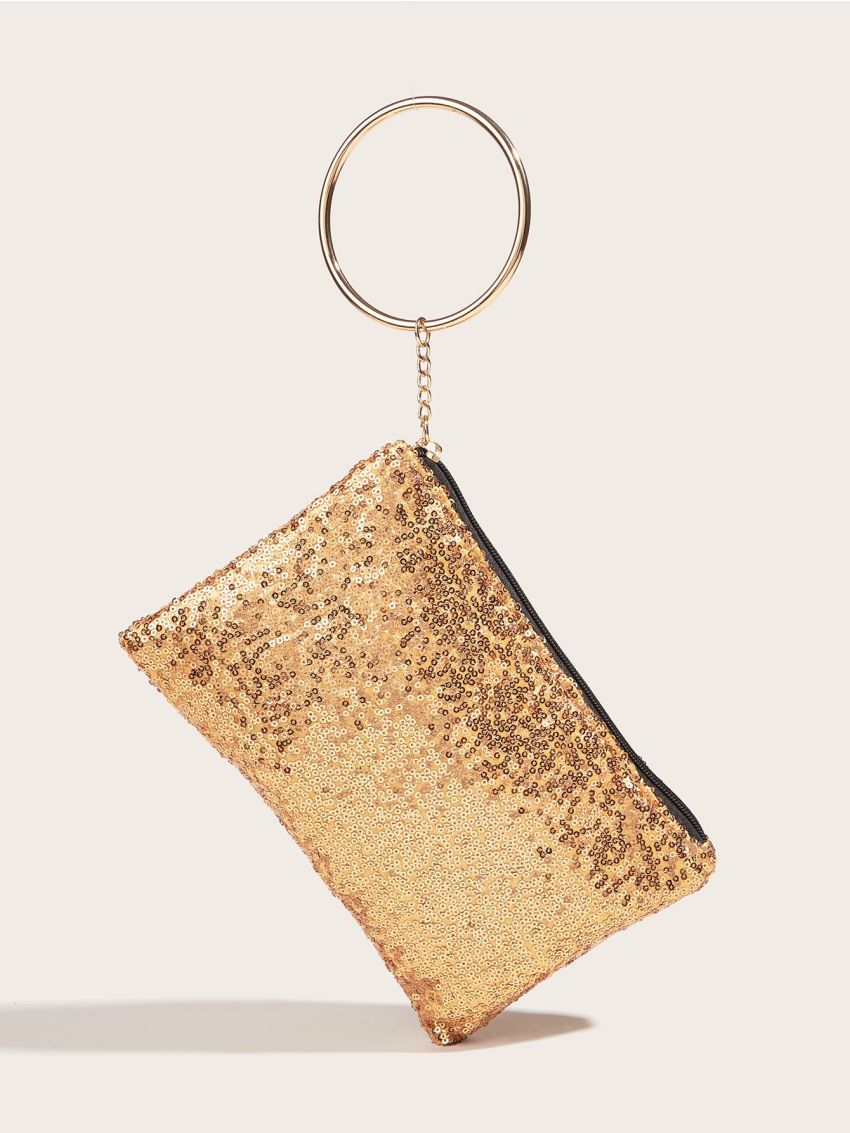 Glitter Sequin & Circle Decor Square Bag