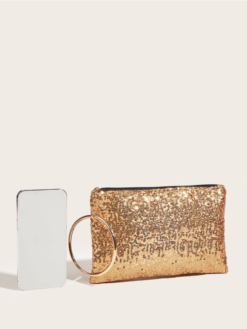 Glitter Sequin & Circle Decor Square Bag
