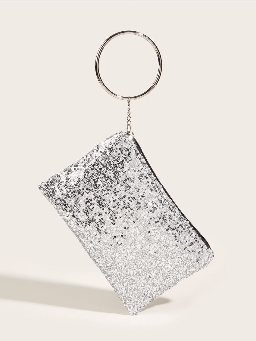 Glitter Sequin & Circle Decor Square Bag
