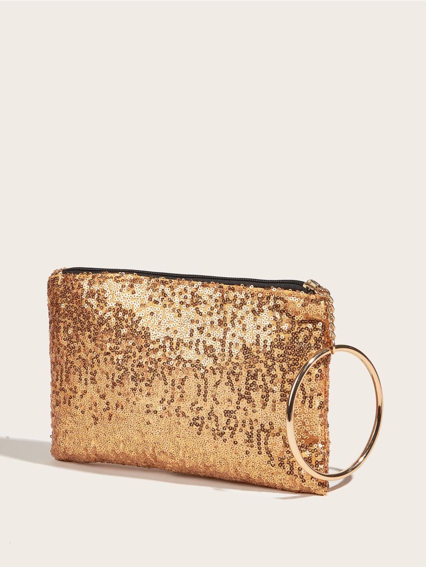 Glitter Sequin & Circle Decor Square Bag
