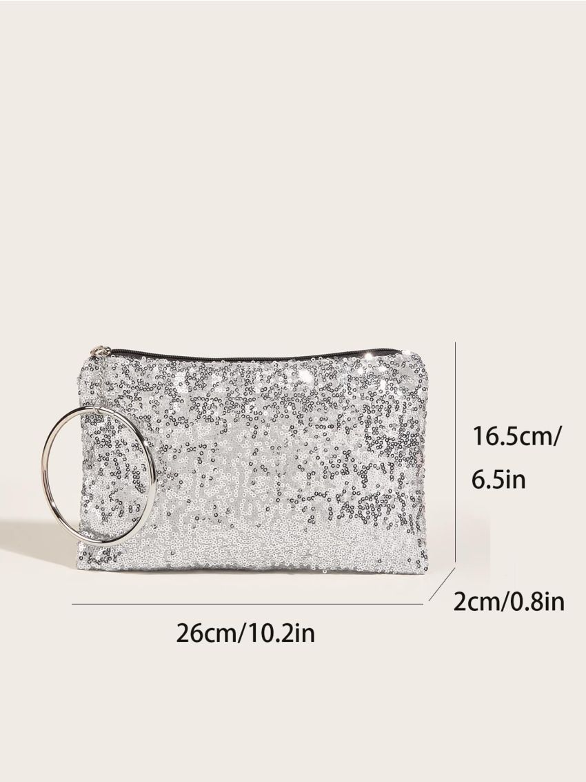 Glitter Sequin & Circle Decor Square Bag