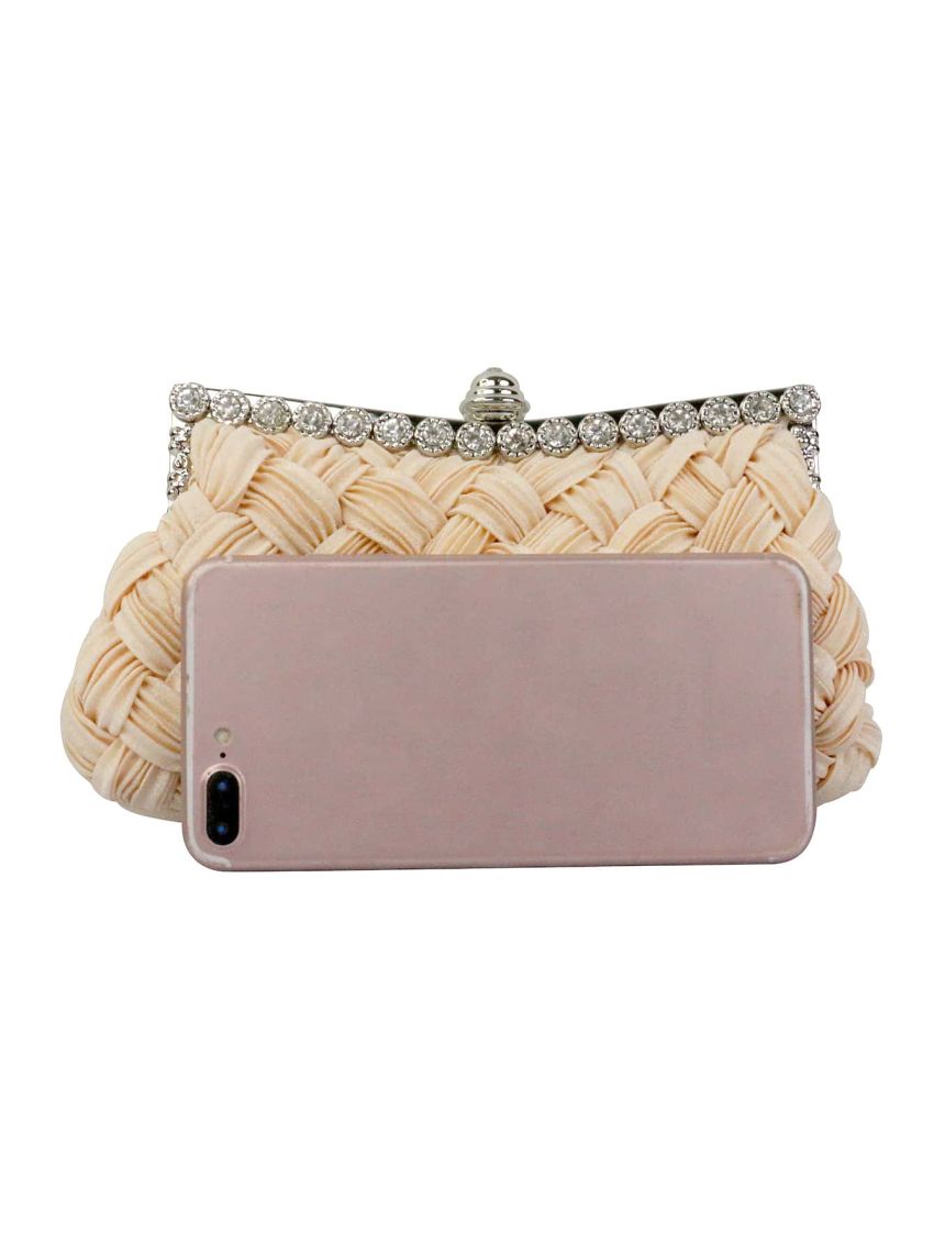 Rhinestone Decor Braided Detail Evening Bag