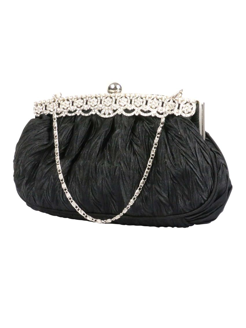 Rhinestone Decor Chain Ruched Bag