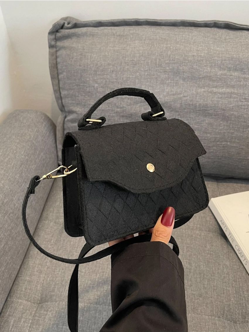 Mini Geometric Embossed Flap Square Bag