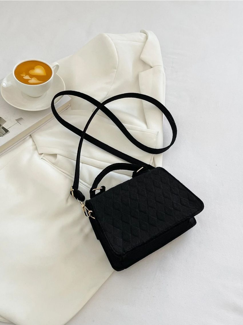 Mini Geometric Embossed Flap Square Bag