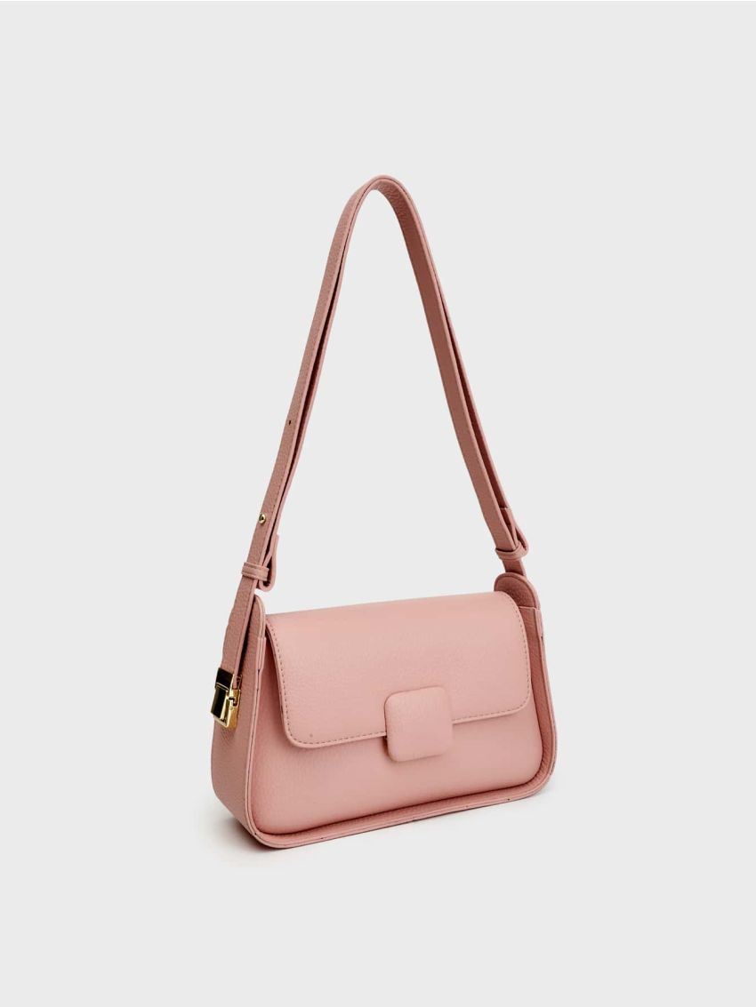 Litchi Embossed Flap Saddle Bag