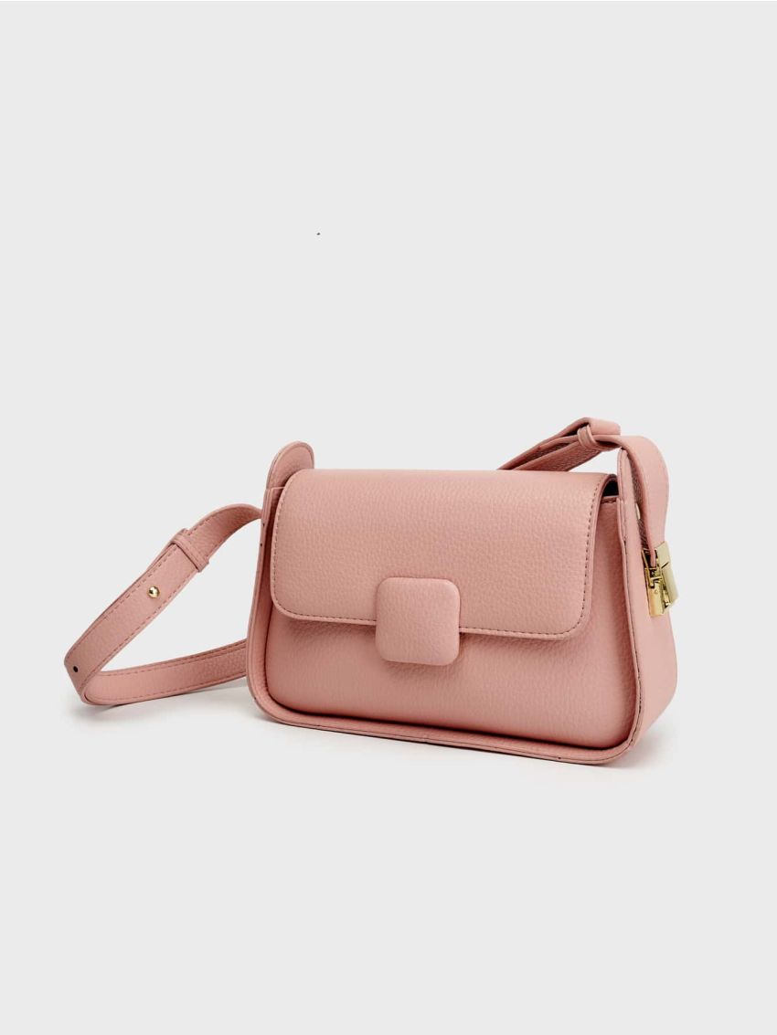 Litchi Embossed Flap Saddle Bag