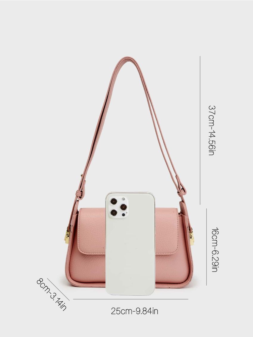 Litchi Embossed Flap Saddle Bag