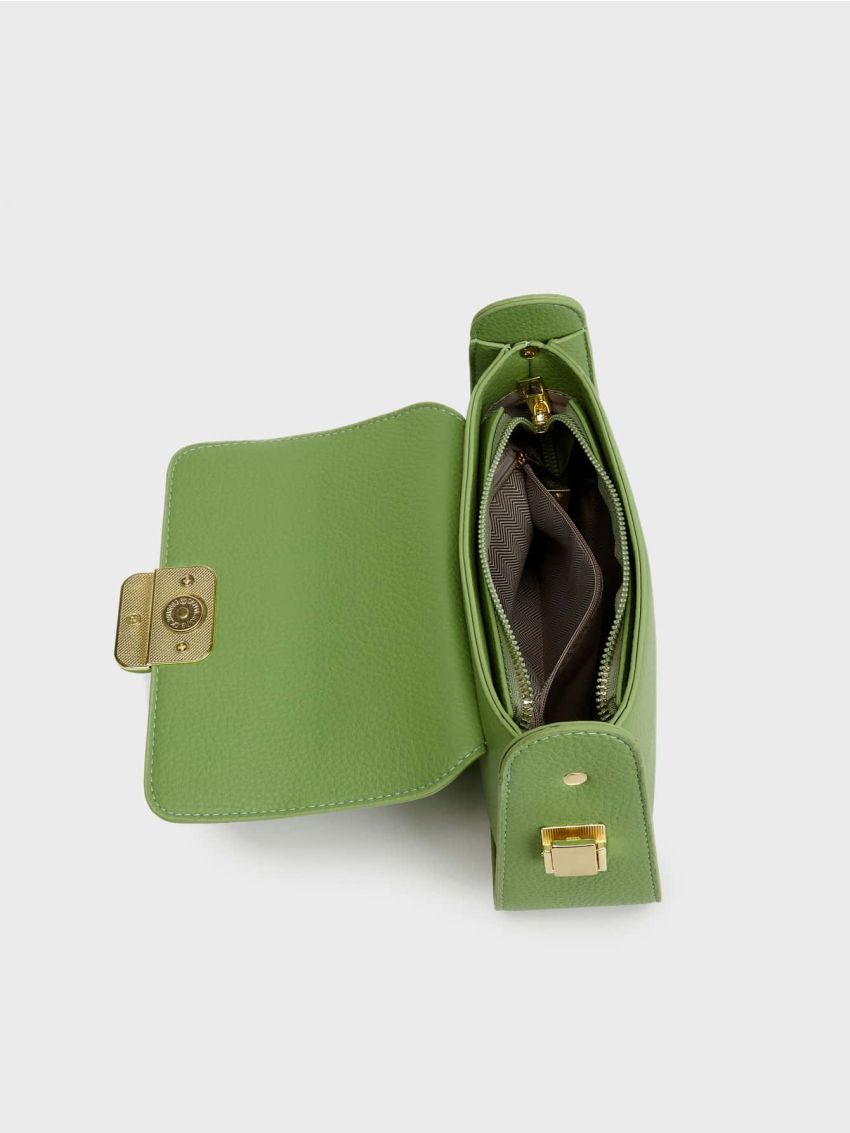 Litchi Embossed Flap Saddle Bag