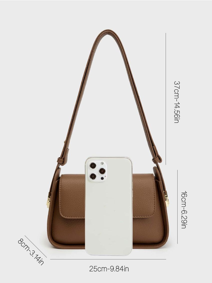 Litchi Embossed Flap Saddle Bag