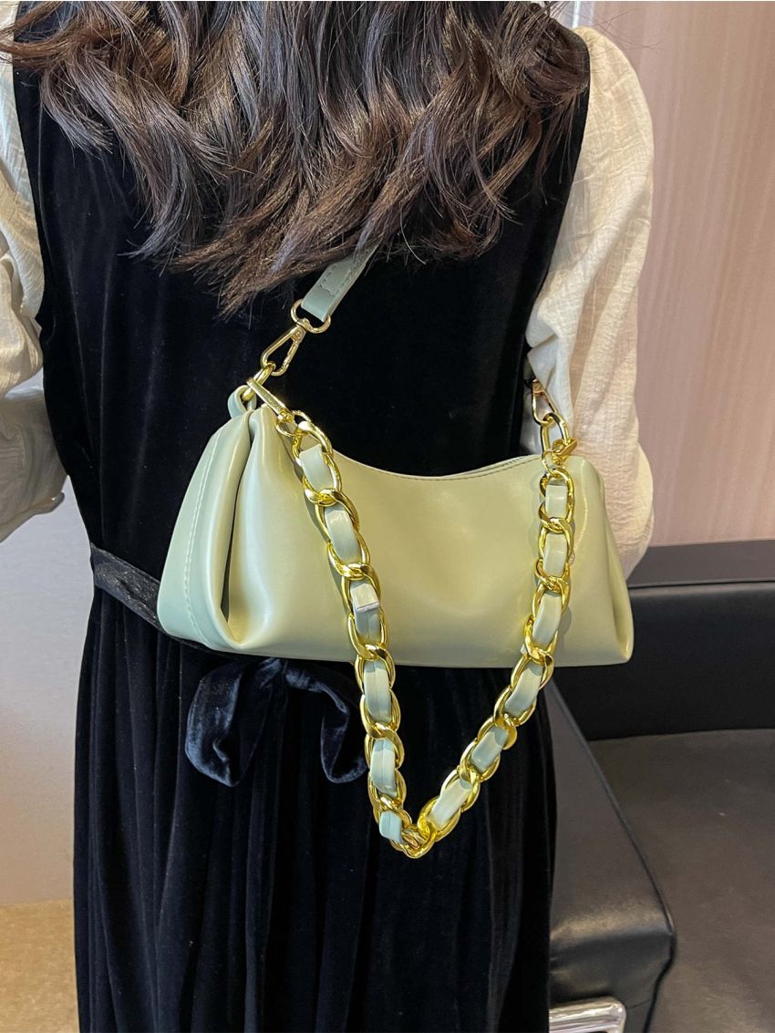 Chain Decor Baguette Bag