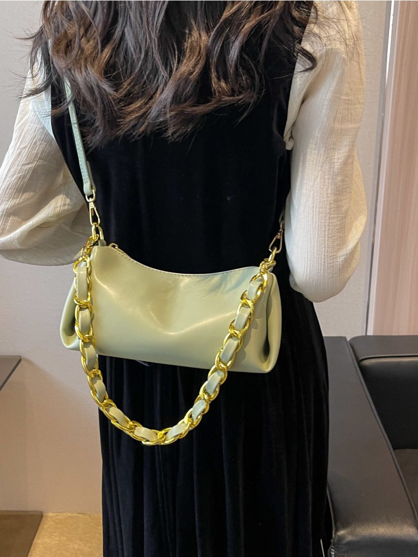 Chain Decor Baguette Bag
