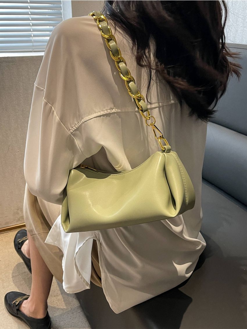 Chain Decor Baguette Bag