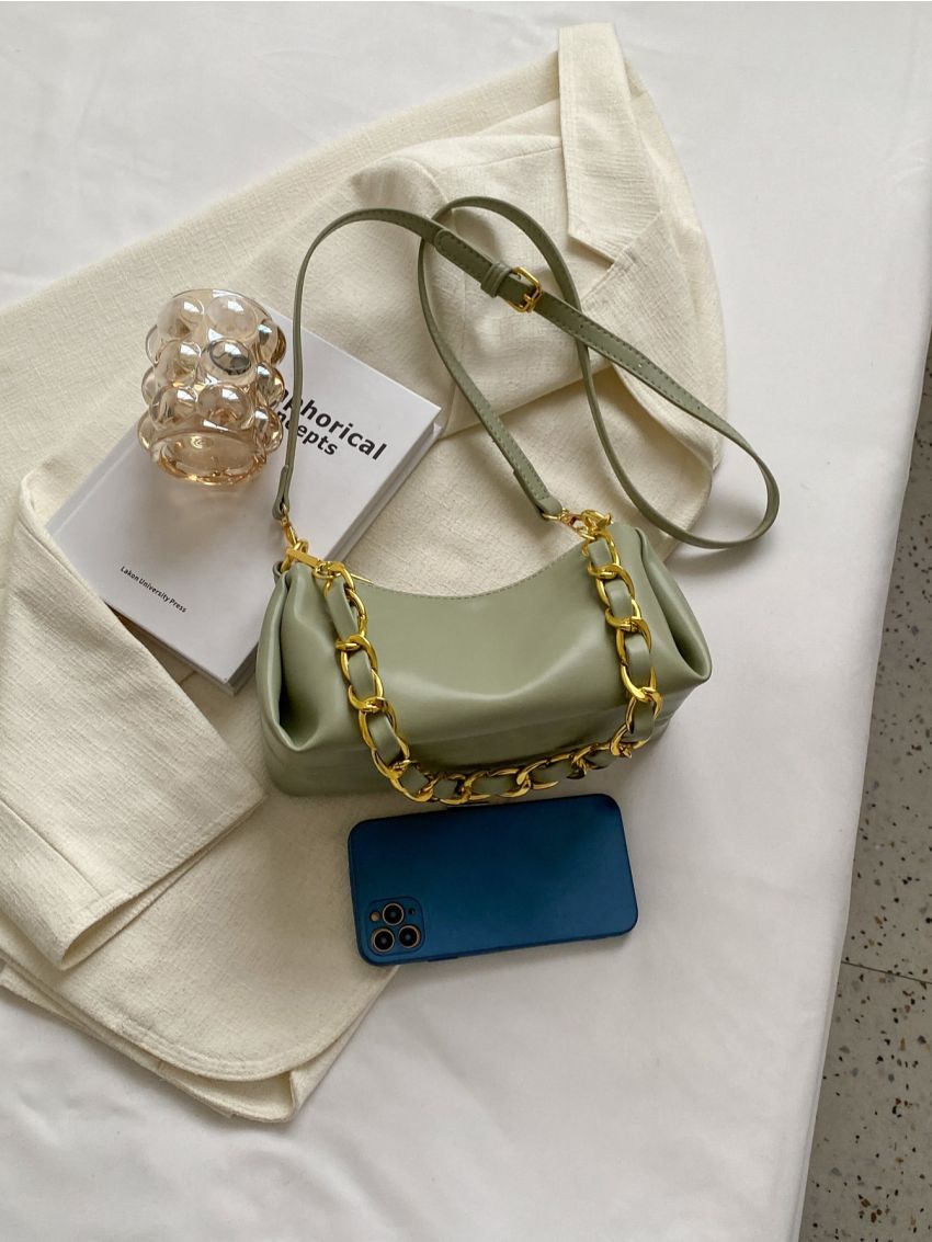 Chain Decor Baguette Bag