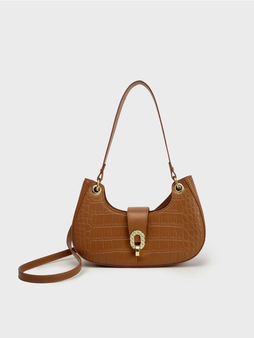 Crocodile Embossed Hobo Bag