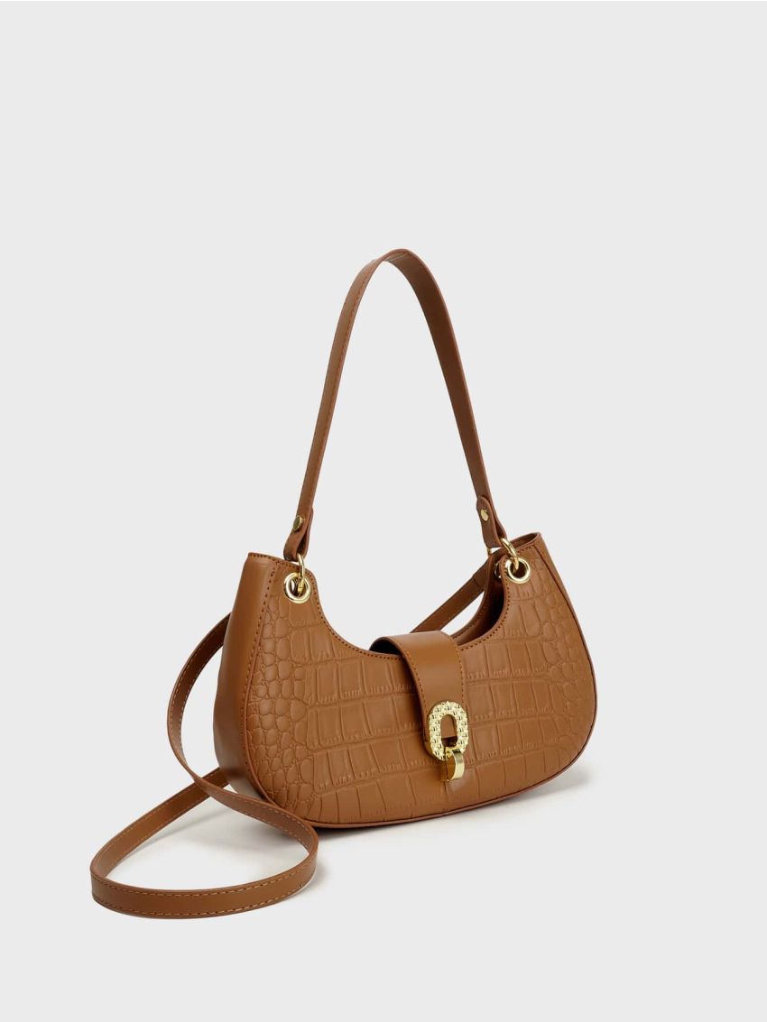 Crocodile Embossed Hobo Bag