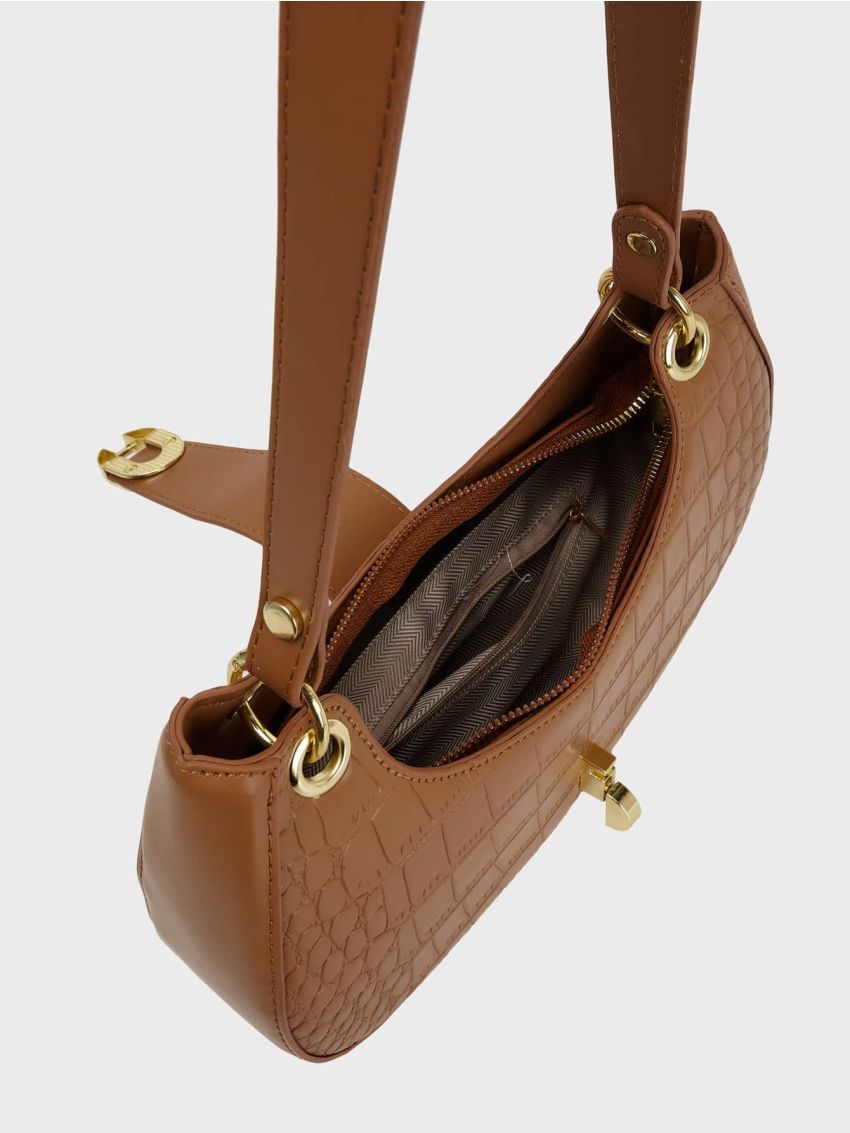 Crocodile Embossed Hobo Bag