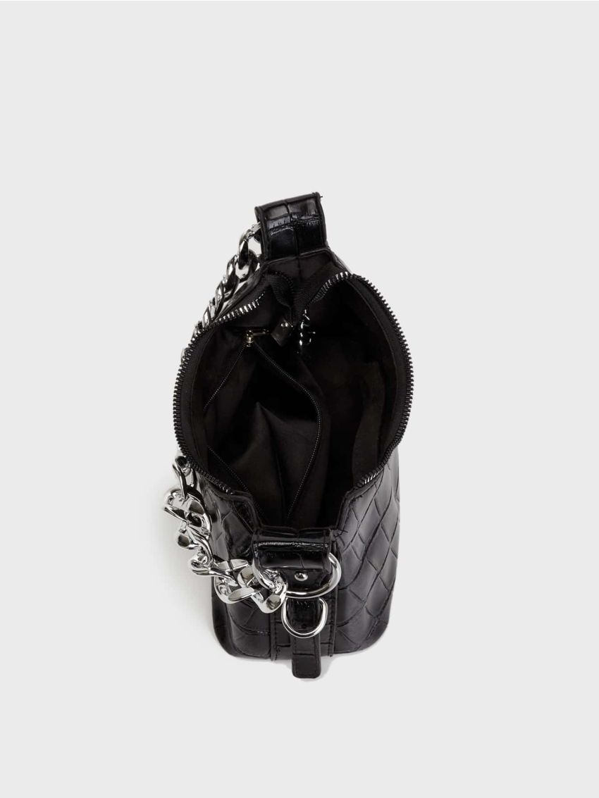 Crocodile Embossed Chain Decor Hobo Bag