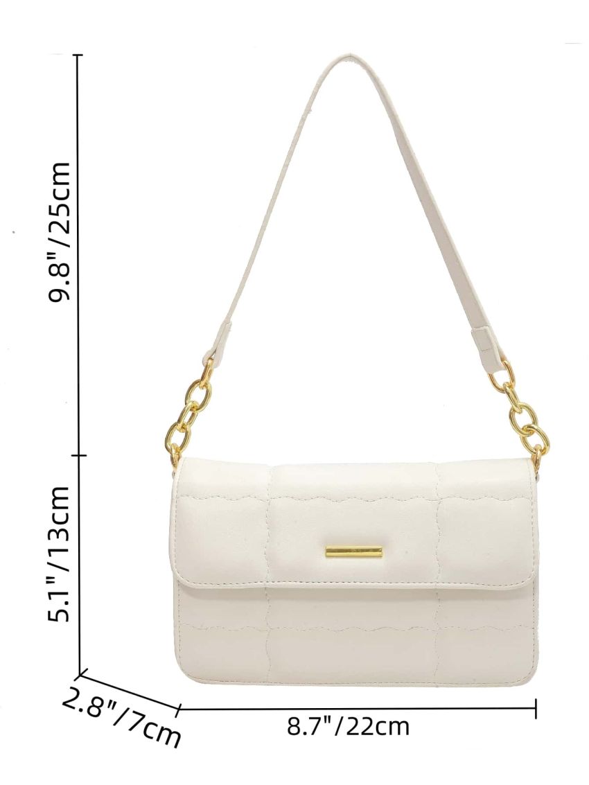 Metal Decor Quilted Flap Square Bag