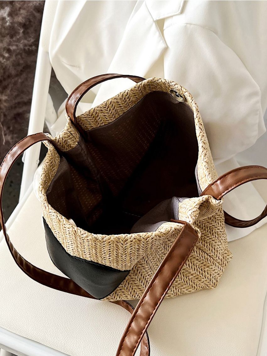 Heart Decor Straw Bag