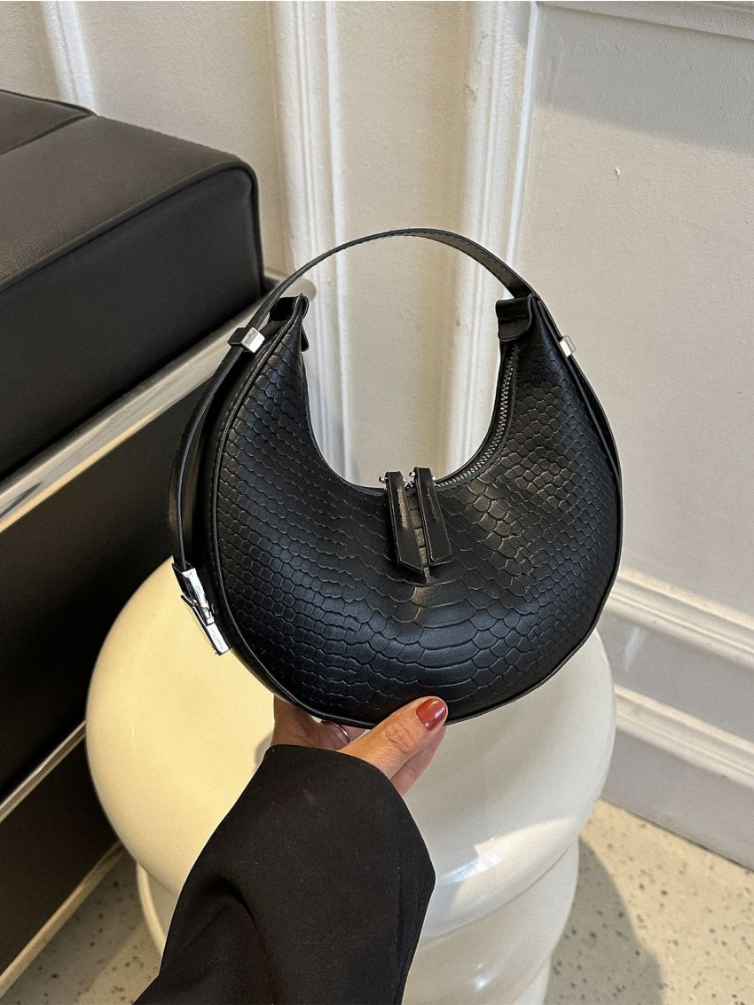 Mini Snakeskin Print Hobo Bag